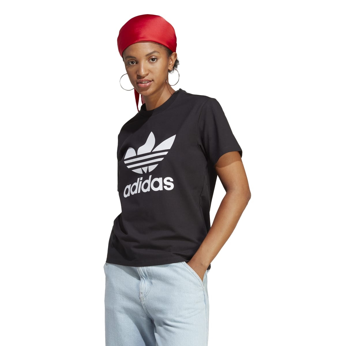 Camiseta adidas trefoil branca hot sale feminina