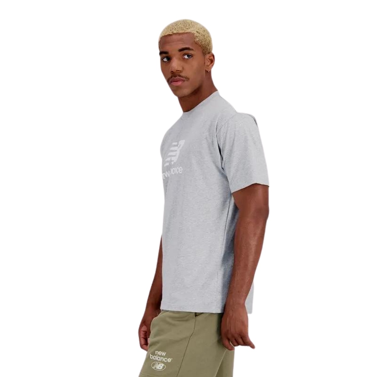 Camiseta New Balance Essentials Basic Masculina - Cinza/Branco