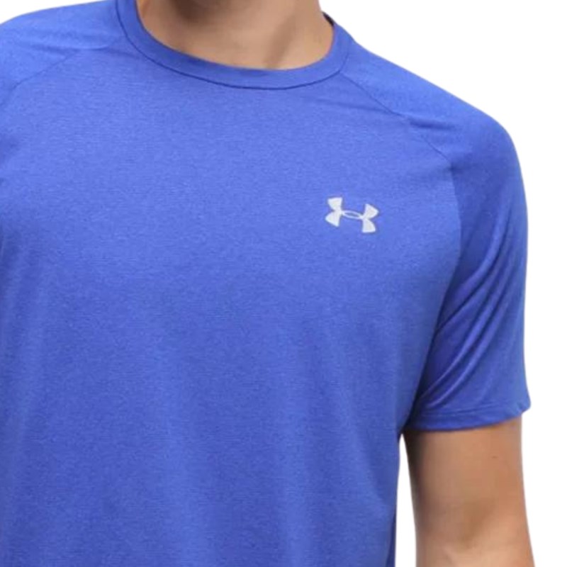 Camiseta Masculina Infantil Under Armour Tech Glow Half Symbol Azul