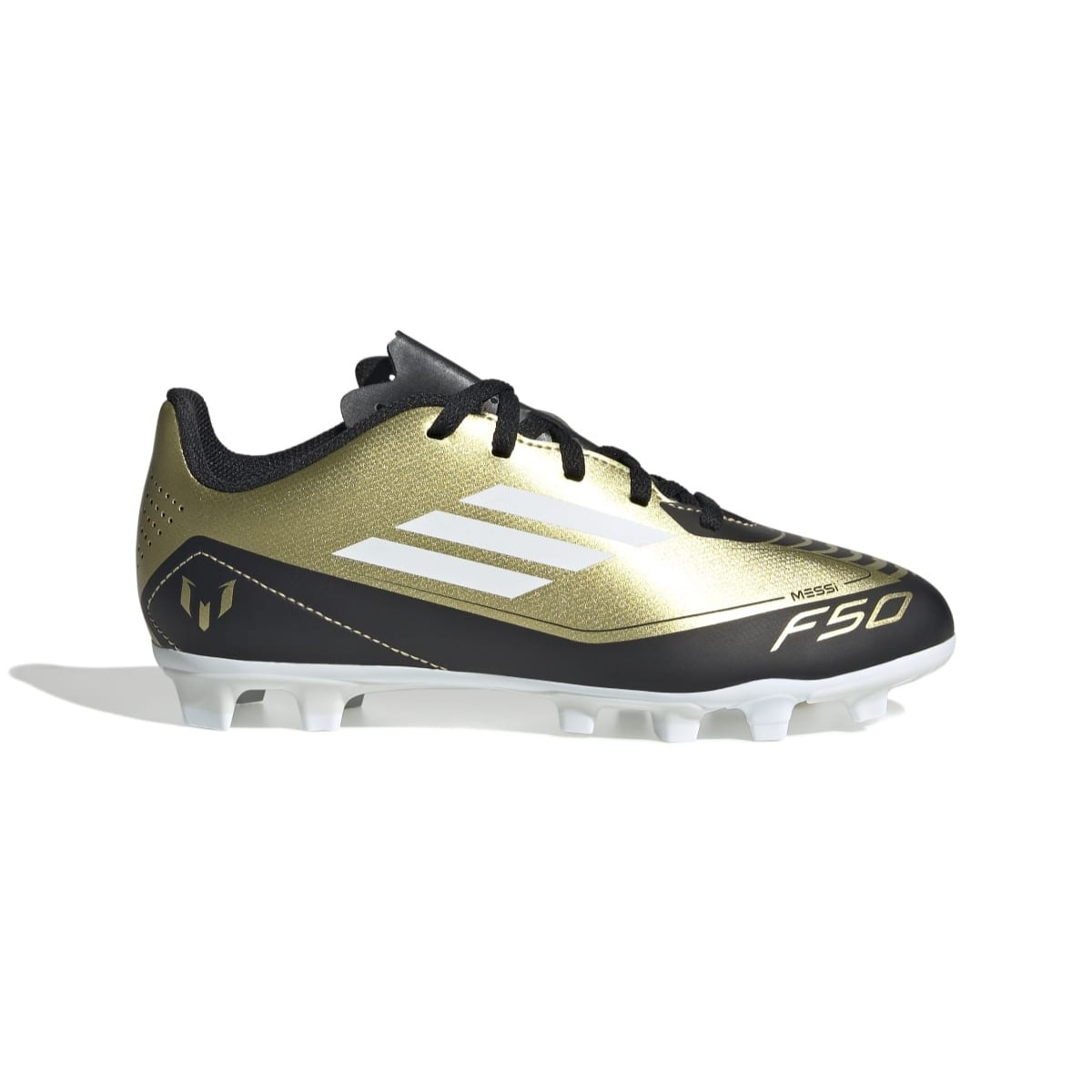 Chuteira Adidas F50 Club Messi FXG Campo - Dourado/Branco