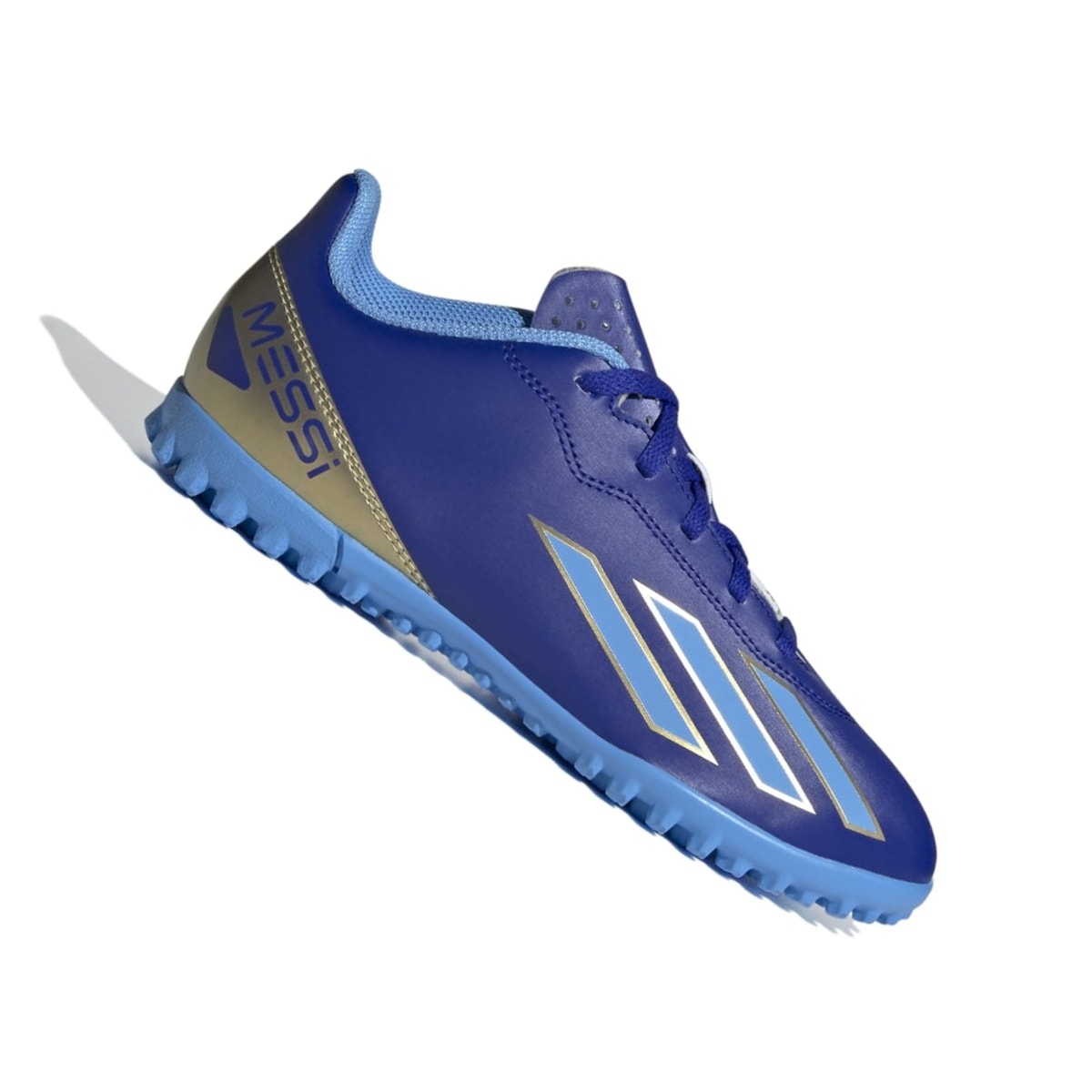 Chuteira Adidas X Crazyfast Messi Club Society Infantil Azul/Dourado