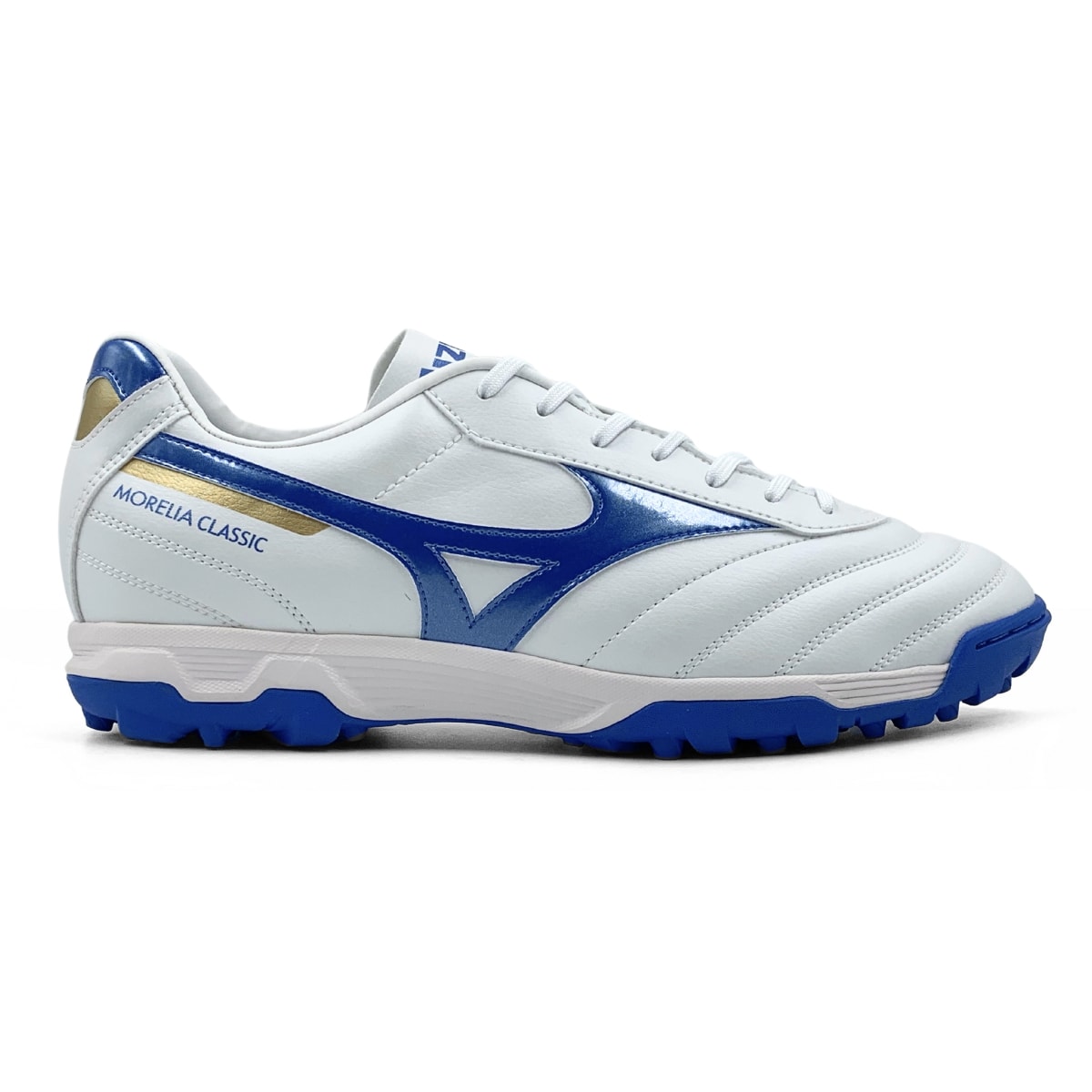 Chuteira Mizuno Morelia Classic AS Society - Branco/Dourado