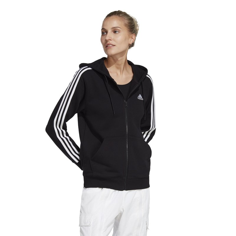 Jaqueta Adidas Essentials 3-Stripes Feminina - Preto/Branco