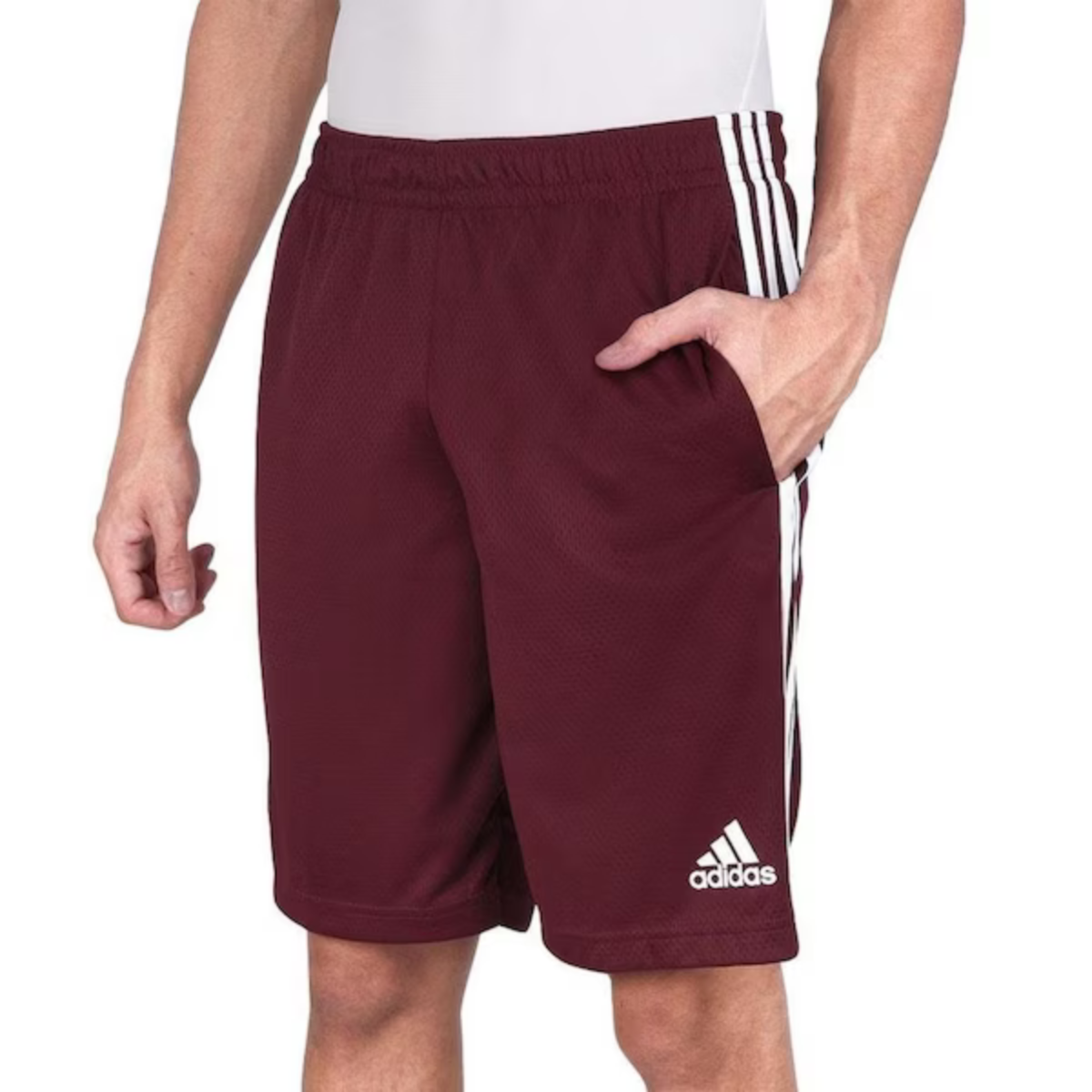 Short Adidas M 3S Masculino - Vinho/Branco