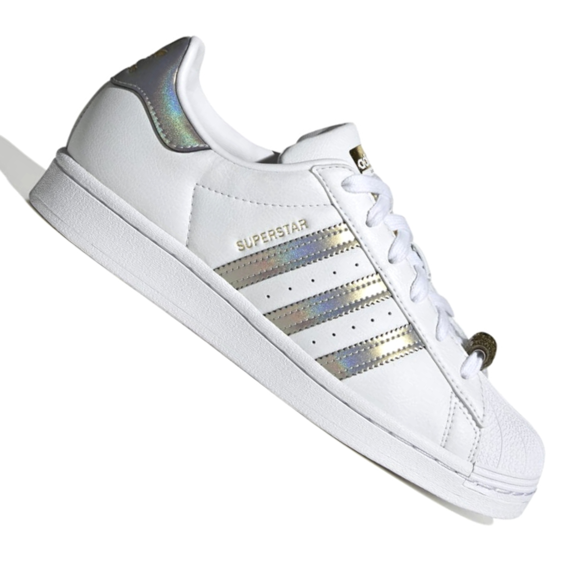 Tenis adidas superstar feminino branco cheap e prata