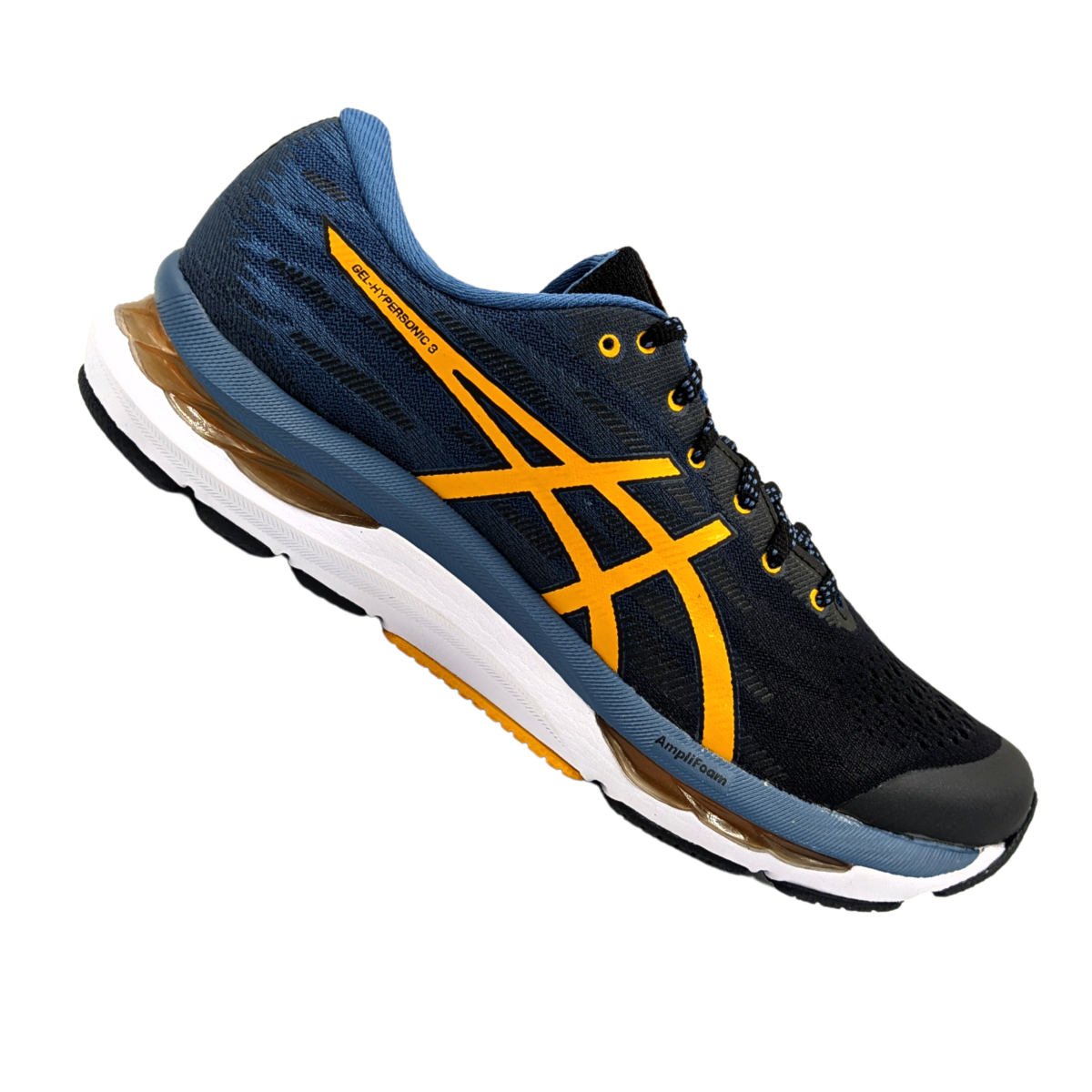 Asics amarelo hot sale e azul