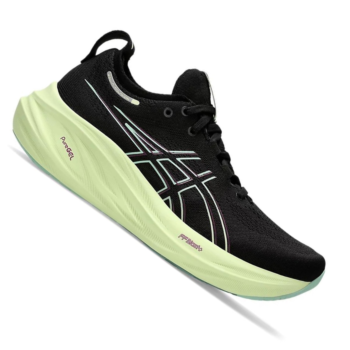 Tênis Asics Gel-Nimbus 26 Feminino - Preto/Verde Claro
