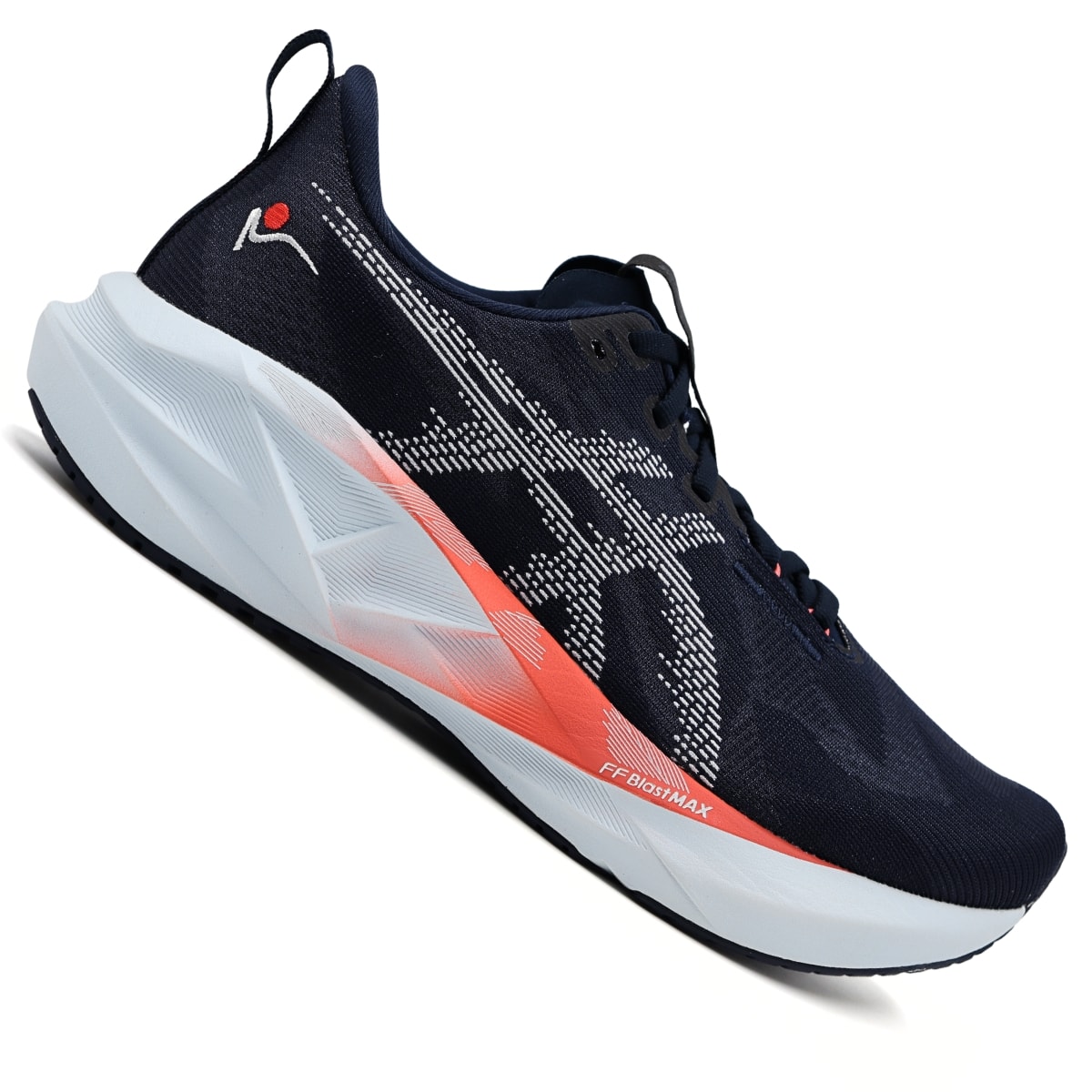 なす Tênis Asics Novablast 5 São Silvestre 2025 Unissex - Marinho/Branco