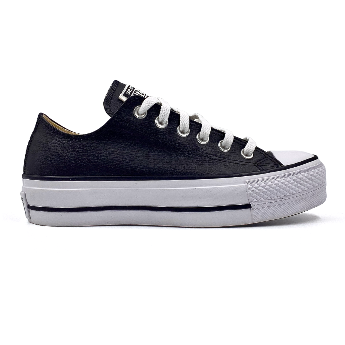 All star de couro best sale preto feminino