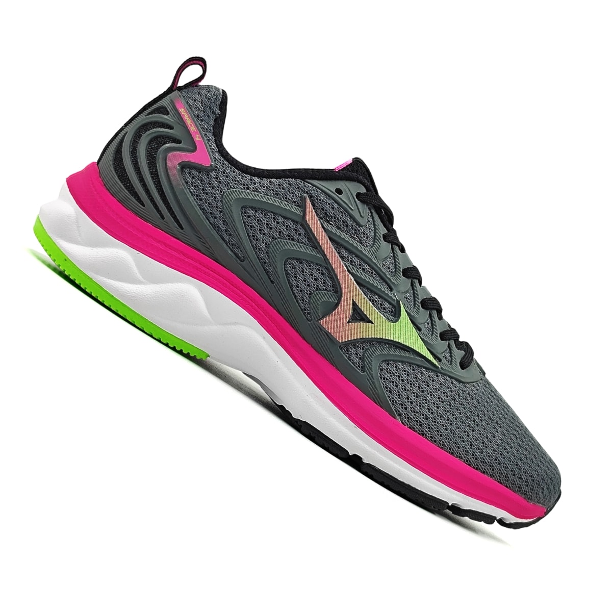 Tênis Mizuno Space 4 Infantil - Chumbo/Rosa