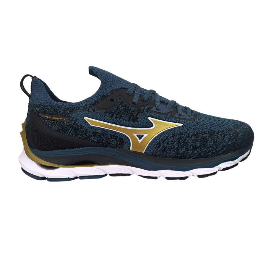 Tênis Mizuno Wave Mirai 4 Masculino - Petróleo/Dourado