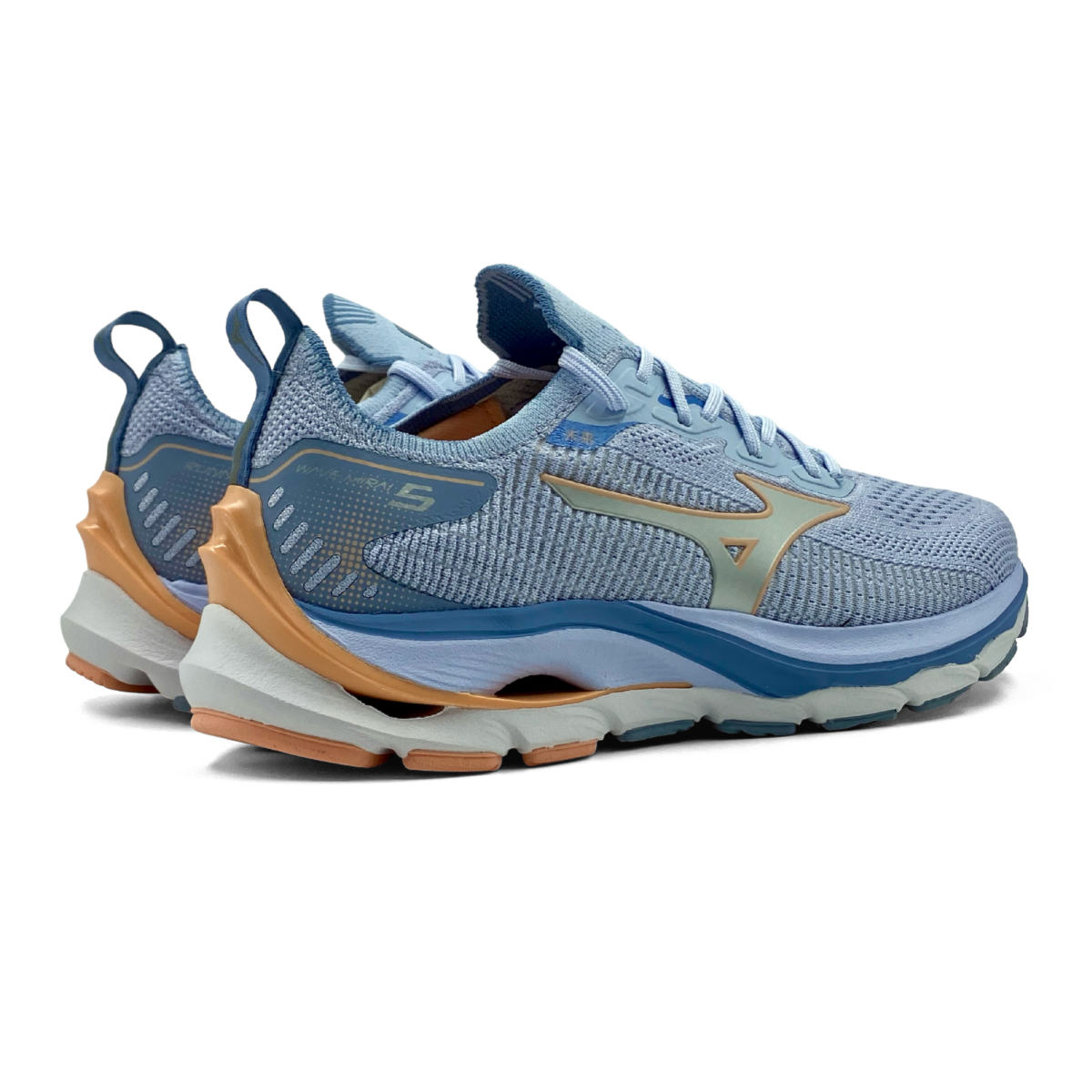 Tênis Mizuno Wave Mirai 5 Feminino - Azul Claro/Laranja