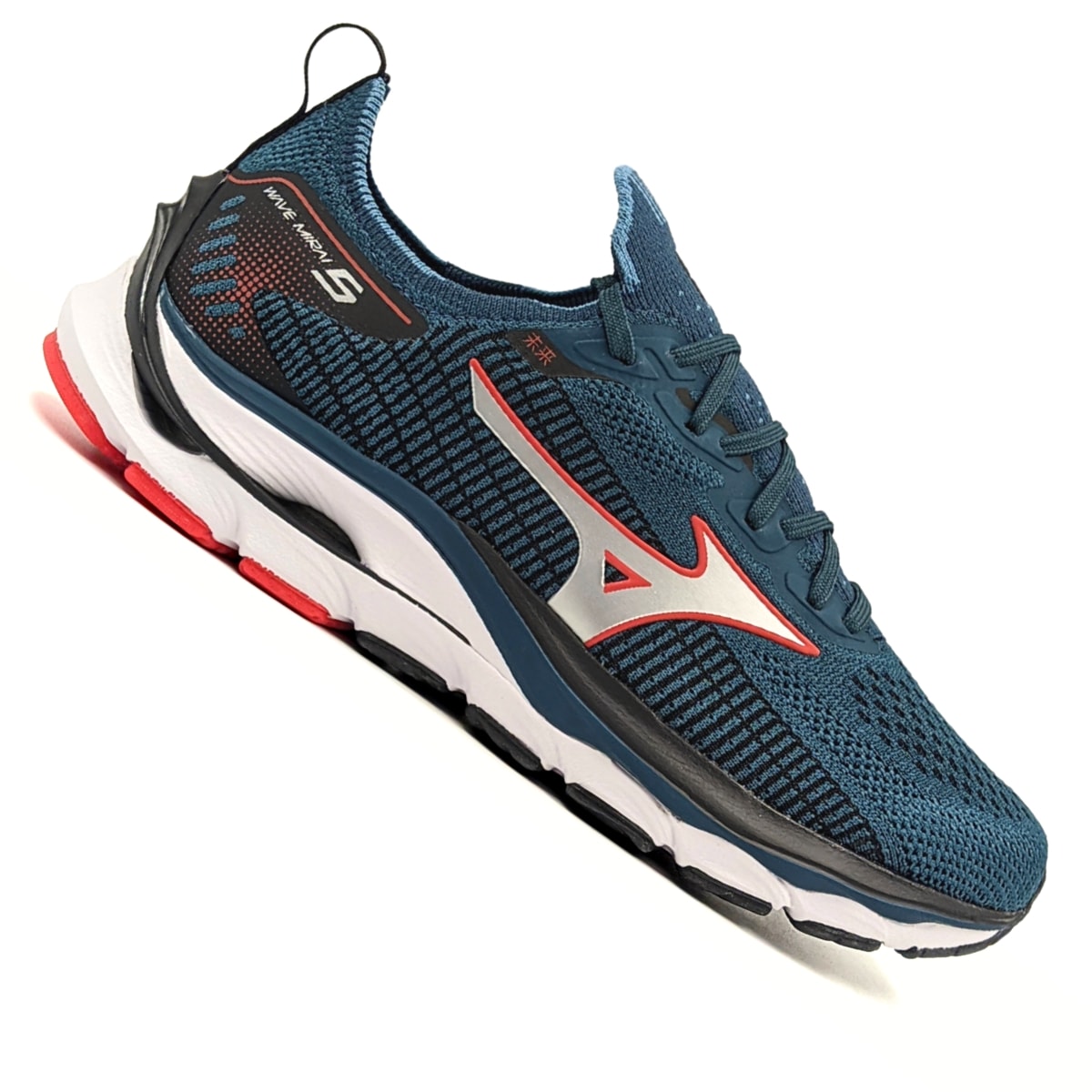 Tênis Mizuno Wave Mirai 5 Masculino - Petróleo/Laranja