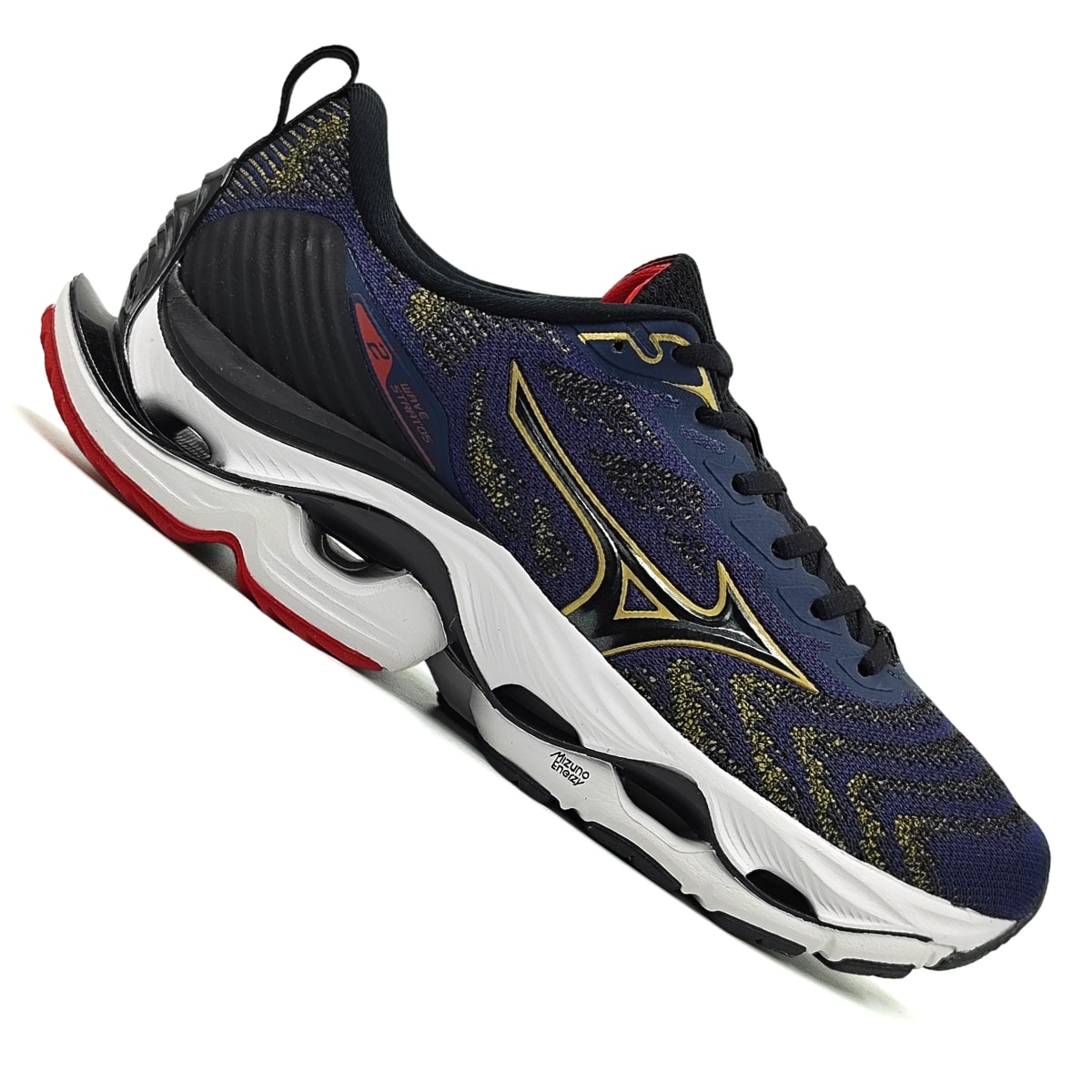 Tênis Mizuno Wave Stratos 2 Masculino - Marinho/Dourado