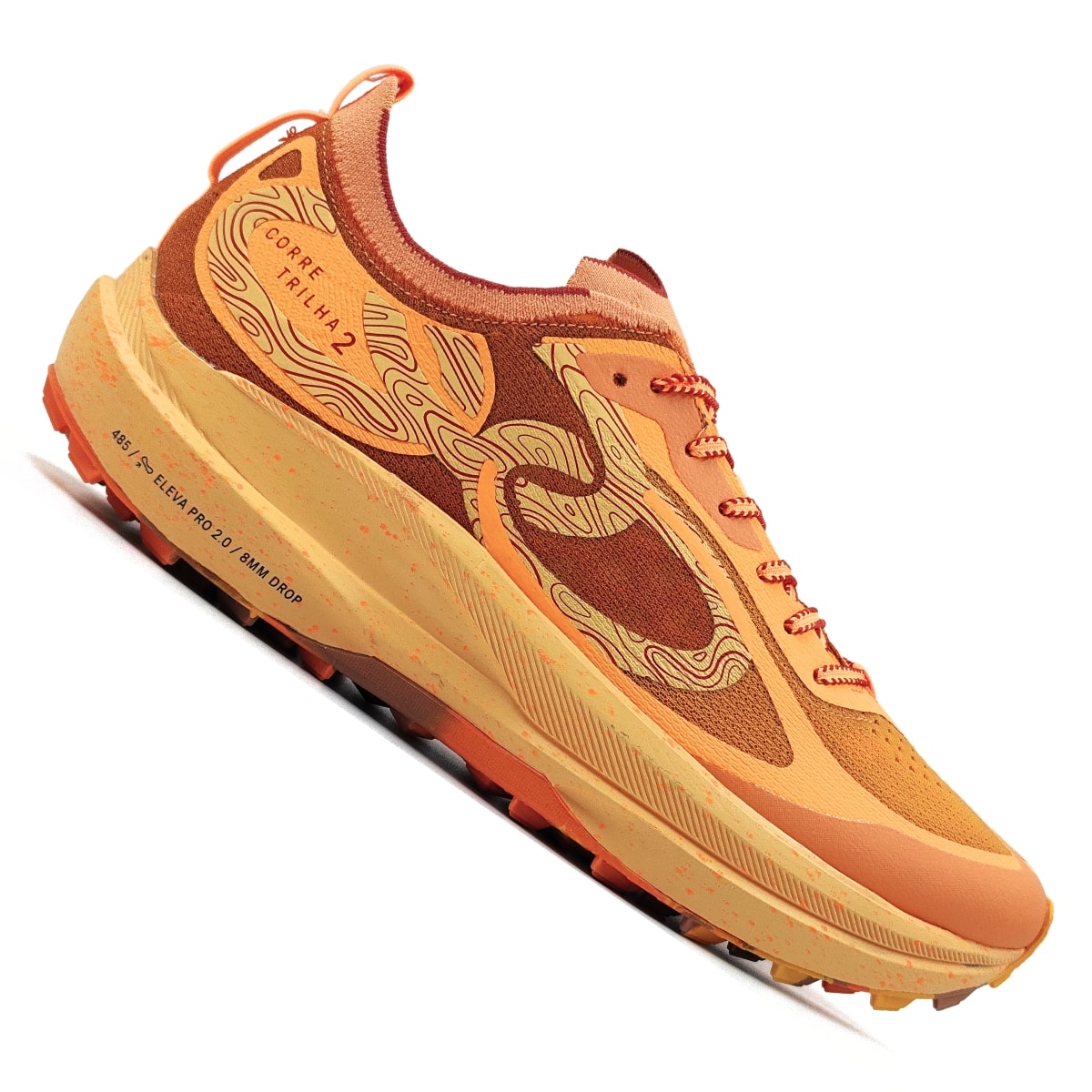 こいみん　② Tênis Olympikus Corre Trilha 2 Unissex - Laranja/Marrom